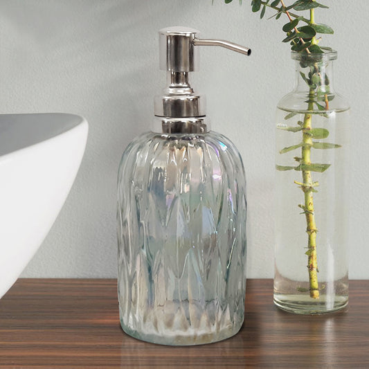 Glass Liquid Soap Dispenser Pump Bottle Bathroom Vanity & Kitchen Sink,Holds Soap,Lotion & Sanitizer Rainbow Lustre
