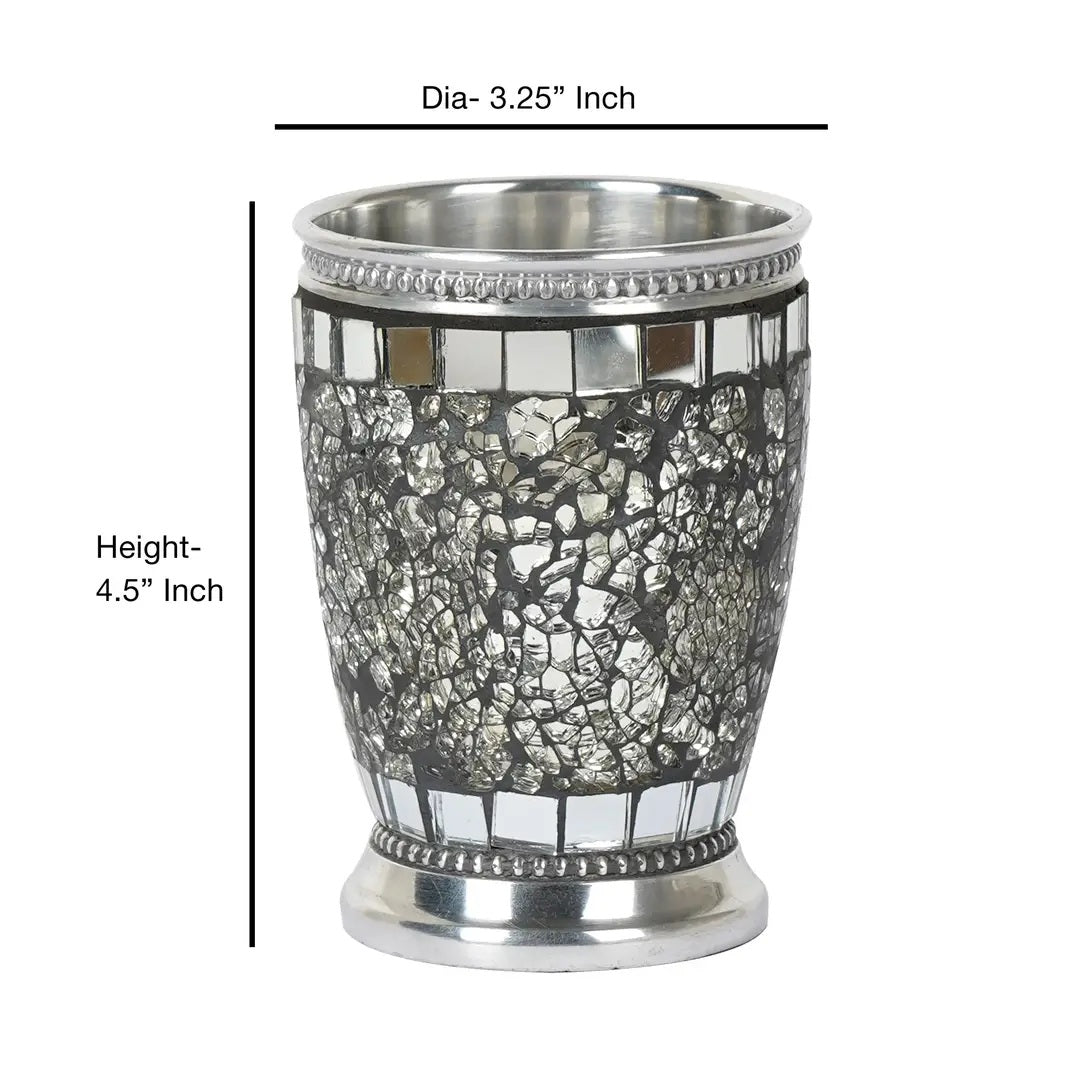 Ice Mosaic Bathroom Tumbler - Steel Gray Aluminum Storage Cup