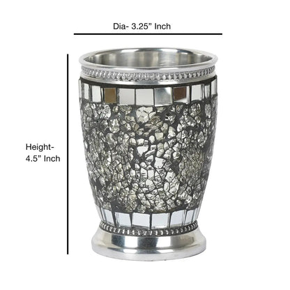 Ice Mosaic Bathroom Tumbler - Steel Gray Aluminum Storage Cup
