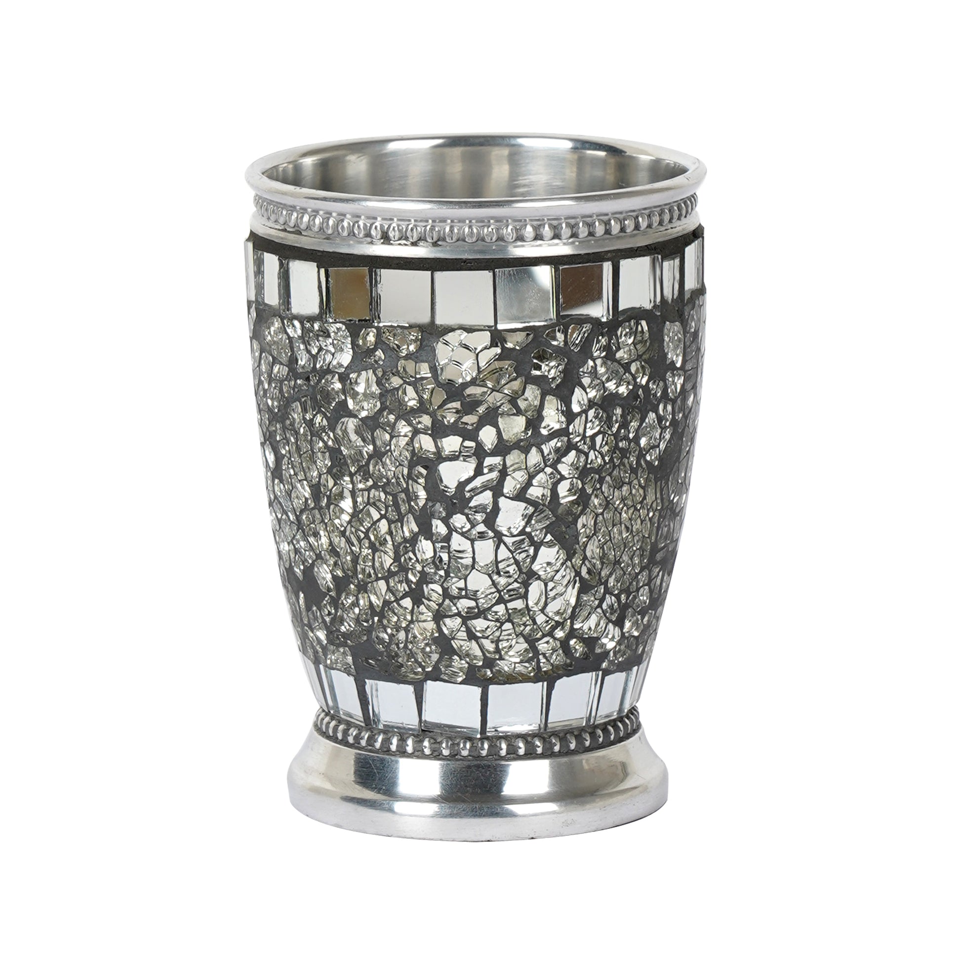 Ice Mosaic Bathroom Tumbler - Steel Gray Aluminum Storage Cup