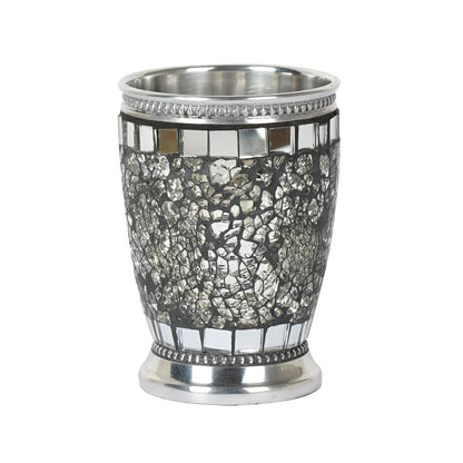 Ice Mosaic Bathroom Tumbler - Steel Gray Aluminum Storage Cup