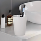 Resin Bathroom Tumbler Cup Decorative Rinse Cup,Drinking Glass,Toothbrush & Makeup Brush Holder for Vanity Countertops,Sink & Desk White