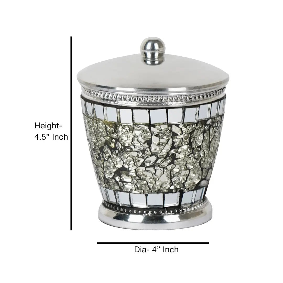 Aluminum Vanity Jar - Steel Gray Storage Organizer for Bathroom & Bedroom