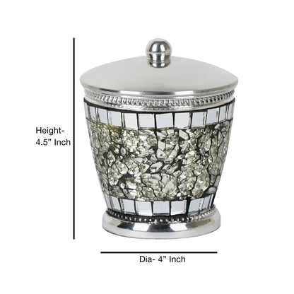 Aluminum Vanity Jar - Steel Gray Storage Organizer for Bathroom & Bedroom