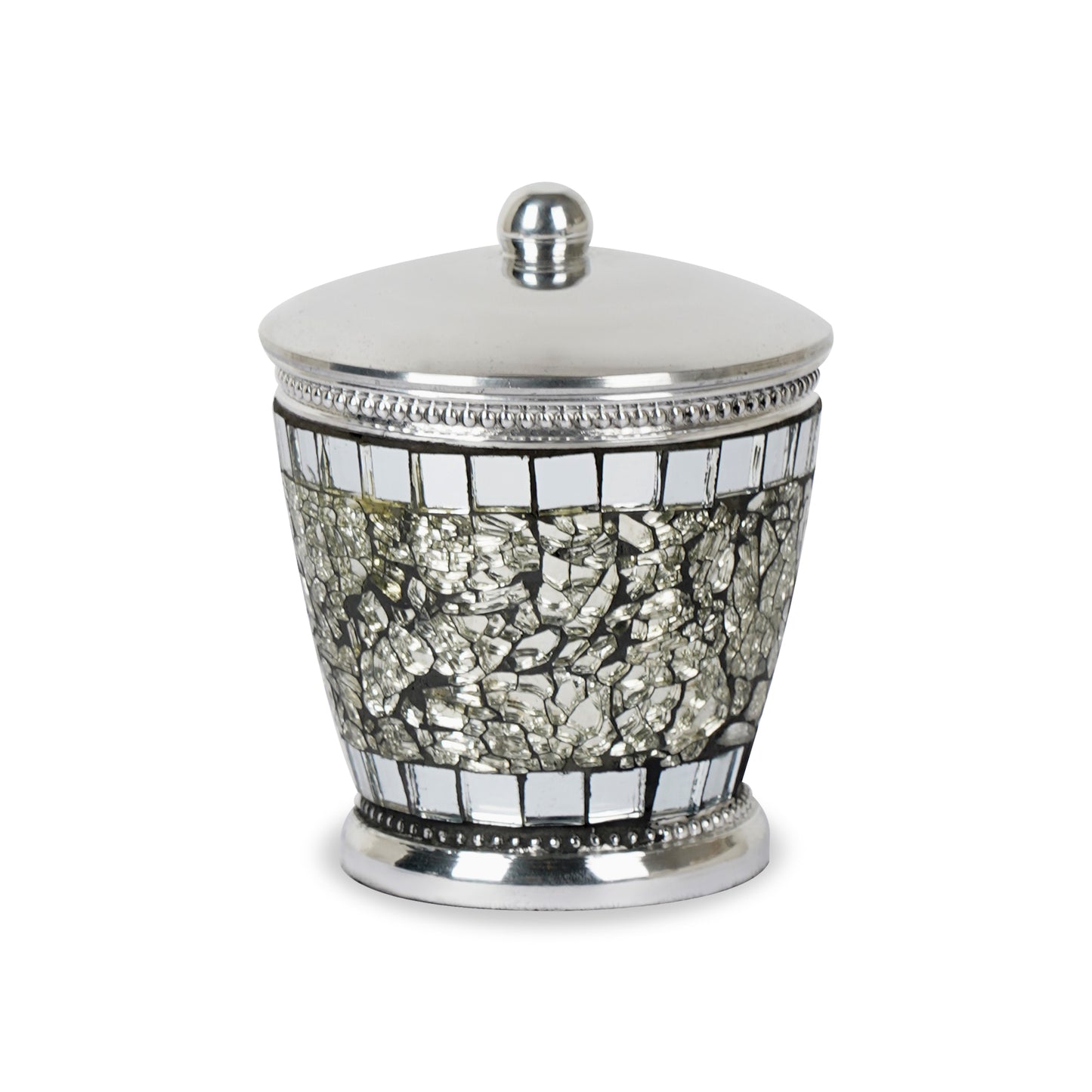 Aluminum Vanity Jar - Steel Gray Storage Organizer for Bathroom & Bedroom
