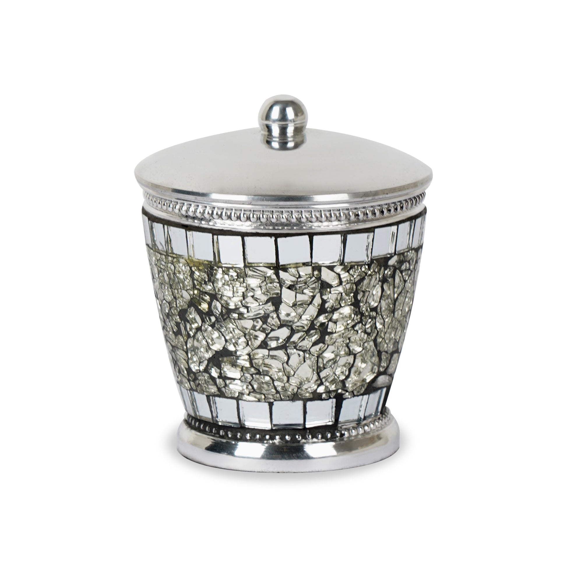 Aluminum Vanity Jar - Steel Gray Storage Organizer for Bathroom & Bedroom