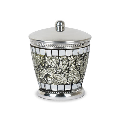 Aluminum Vanity Jar - Steel Gray Storage Organizer for Bathroom & Bedroom