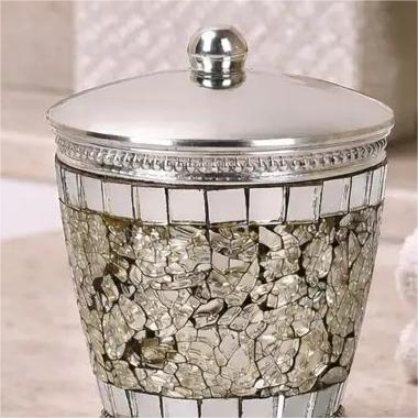 Aluminum Vanity Jar - Steel Gray Storage Organizer for Bathroom & Bedroom