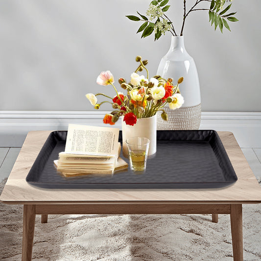 Vanity Tray Hammered Rectangular Vanity Tray with Padded Bottom  Oil Rubbed Bronze Finish