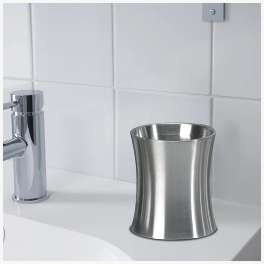Stainless Steel Tumbler Cup Decorative Rinse Cup,Drinking Glass,Toothbrush & Makeup Brush Holder for Vanity Countertops,Sink & Desk Brushed