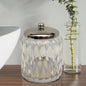 Glacier Vanity Glass Jar  Stylish Storage for Cotton Swabs,Rounds,Balls,Sponges & Bath Salts  Decorative Canister for Bathroom, Bedroom Lustre Finish