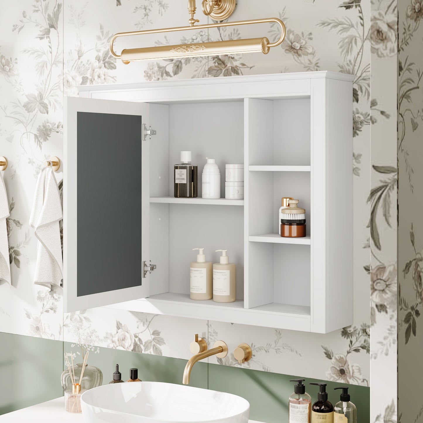 Wall Mounted Bathroom Cabinet with Mirror - 35" Storage