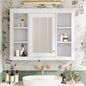 35'' x 28'' Medicine Cabinet, Wall Mounted Bathroom Storage Cabinet, Modern Bathroom Wall Cabinet with Mirror, Mirror Cabinet with 6 Open Shelves (Not Include Bathroom Vanity )