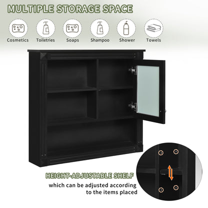 Black Bathroom Storage Cabinet with Mirror - Wall Mounted Medicine Cabinet