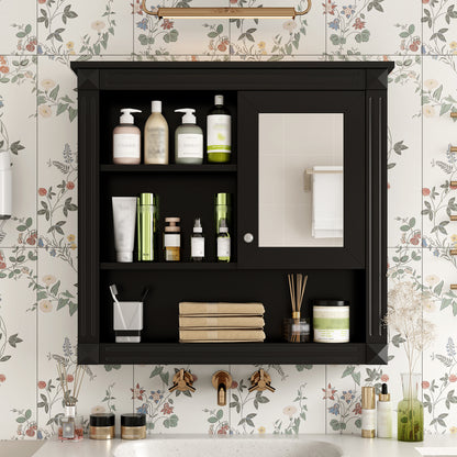 32'' Bathroom Wall Cabinet with Mirror, Wall Mounted Medicine Cabinet with 4 Shelves, Mirrored Door Over Toilet Storage Cabinet& Adjustable Shelves