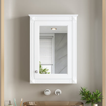 20" Wall Mounted Bathroom Storage Cabinet with Mirror, Medicine Cabinet with Height Adjustable Shelf, Over the Toilet Space Saver Cabinet