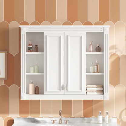 36'' x 28'' Medicine Cabinet, Wall Mounted Bathroom Storage Cabinet, with 1 Adjustable Shelf, Wall-Mounted Medicine Cabinet for Bathroom, Soft-Closing Hinges, Swing-Open Doors