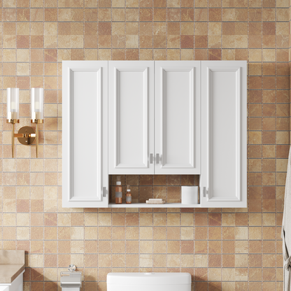 Modern Bathroom Cabinet with 5 Adjustable Shelves, Wall-Mounted Medicine Cabinet for Bathroom, Soft-Closing Hinges, Open Shelving Design