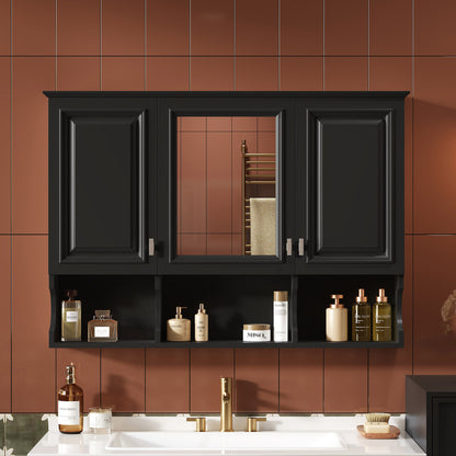 41 Inch Mirror Medicine Cabinet with Open Shelves, Wall Mounted Home Storage with Doors & Mirror, Adjustable Shelf, Bathroom Storage Cabinet over Toilet