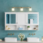 55 Inch Mirror Medicine Cabinet with Open Shelves, Wall Mounted Home Storage with Doors & Mirror, Adjustable Shelf, Bathroom Storage Cabinet over Toilet
