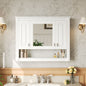 35inch Bathroom Wall Cabinet with Mirror, Wall Mounted Medicine Cabinet with Open Shelf, Mirrored Door Over Toilet Storage Cabinet, White