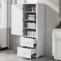 Tall Bathroom Storage Cabinet, Freestanding Storage Cabinet with Two Drawers and Adjustable Shelf, MDF Board with Painted Finish, White (Old Sku:WF312728AAK/N725P241045K)