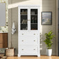 70.1" Modern High Freestanding Tall Bathroom Cabinet with 2 Adjustable Shelves, 3 Drawers, Soft Close Glass Doors – Ideal for Bathroom, Living Room, Kitchen Storage