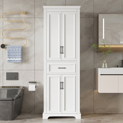 70.8" Freestanding Bathroom Vanity, Modern Elegant Design, 4 Doors & 1 Drawer, Space-Saving Storage with Adjustable Shelves, Damping Hinge Doors, Durable Painted Finish