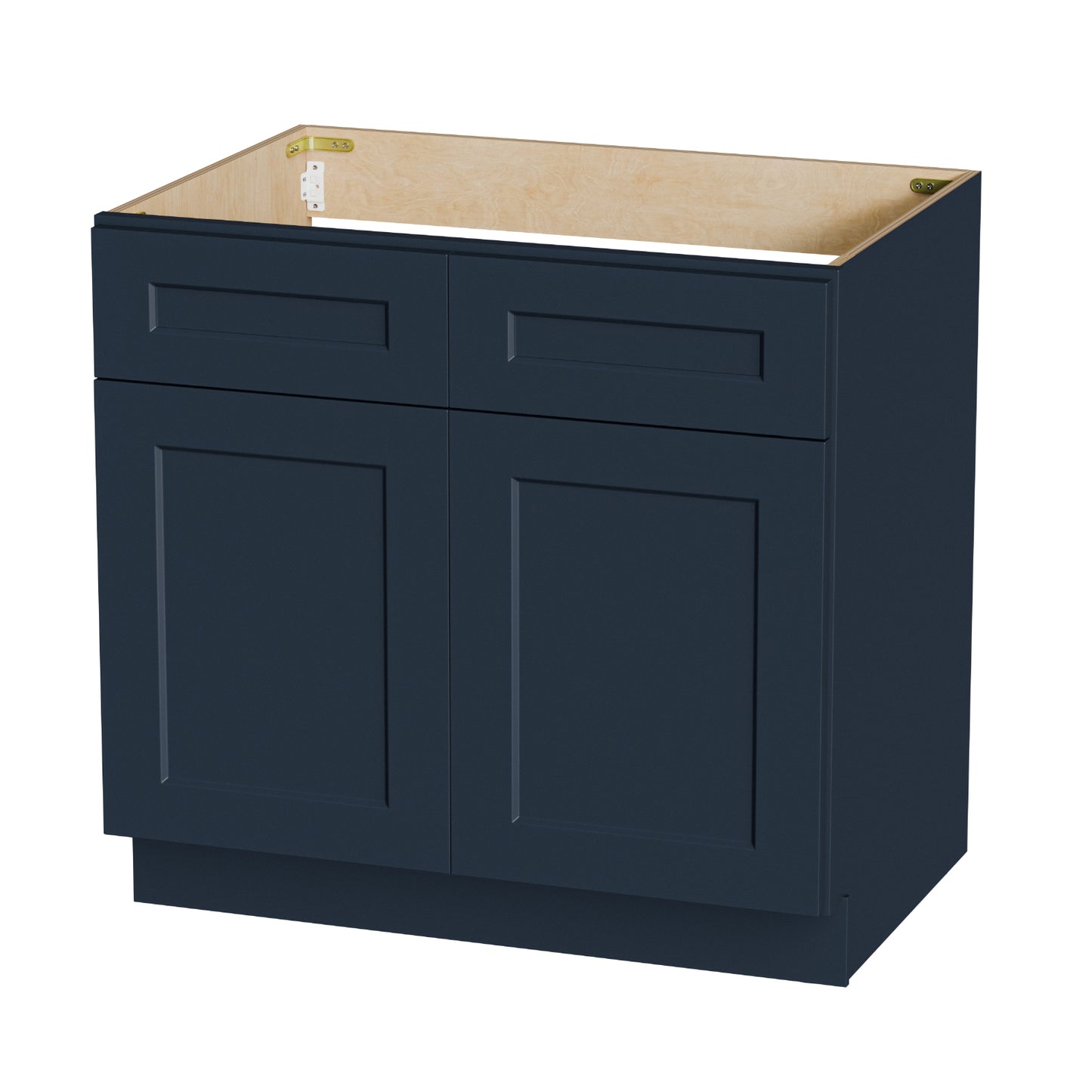 Shaker Bathroom Vanity - 36" Blue Wood Sink Base Cabinet RTA
