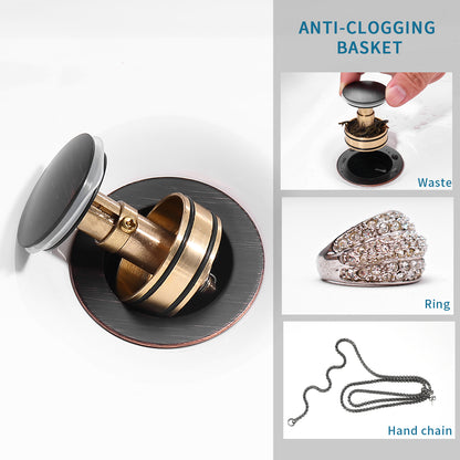 Stainless Steel Pop-Up Sink Drain with Clogging Prevention for Bathroom Sinks