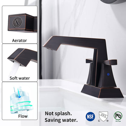 Oil-Rubbed Bronze 2-Handle Bathroom Sink Faucet - 4 Inch Centerset