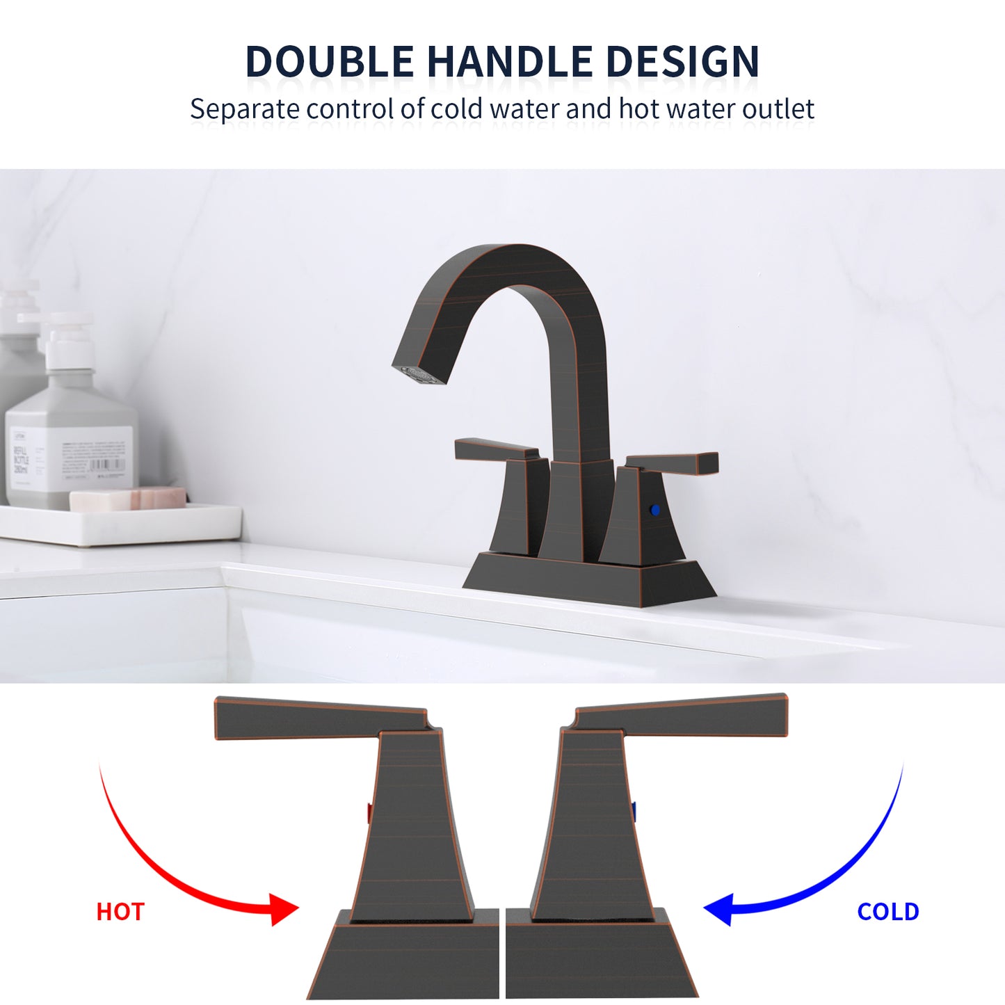 Oil-Rubbed Bronze Bathroom Sink Faucets - 2 Handle Set
