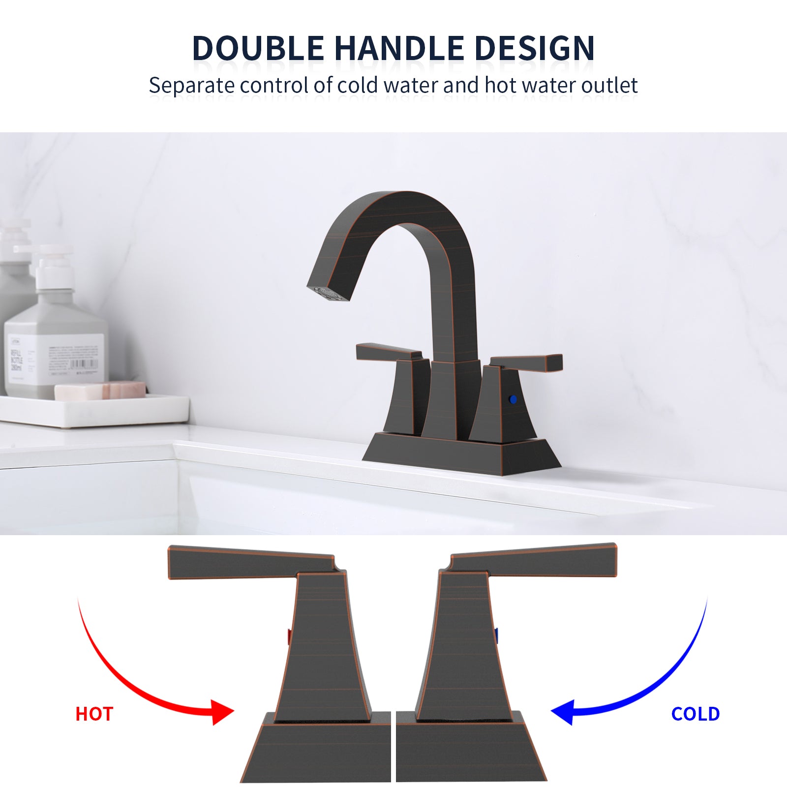 Oil-Rubbed Bronze Bathroom Sink Faucets - 2 Handle Set