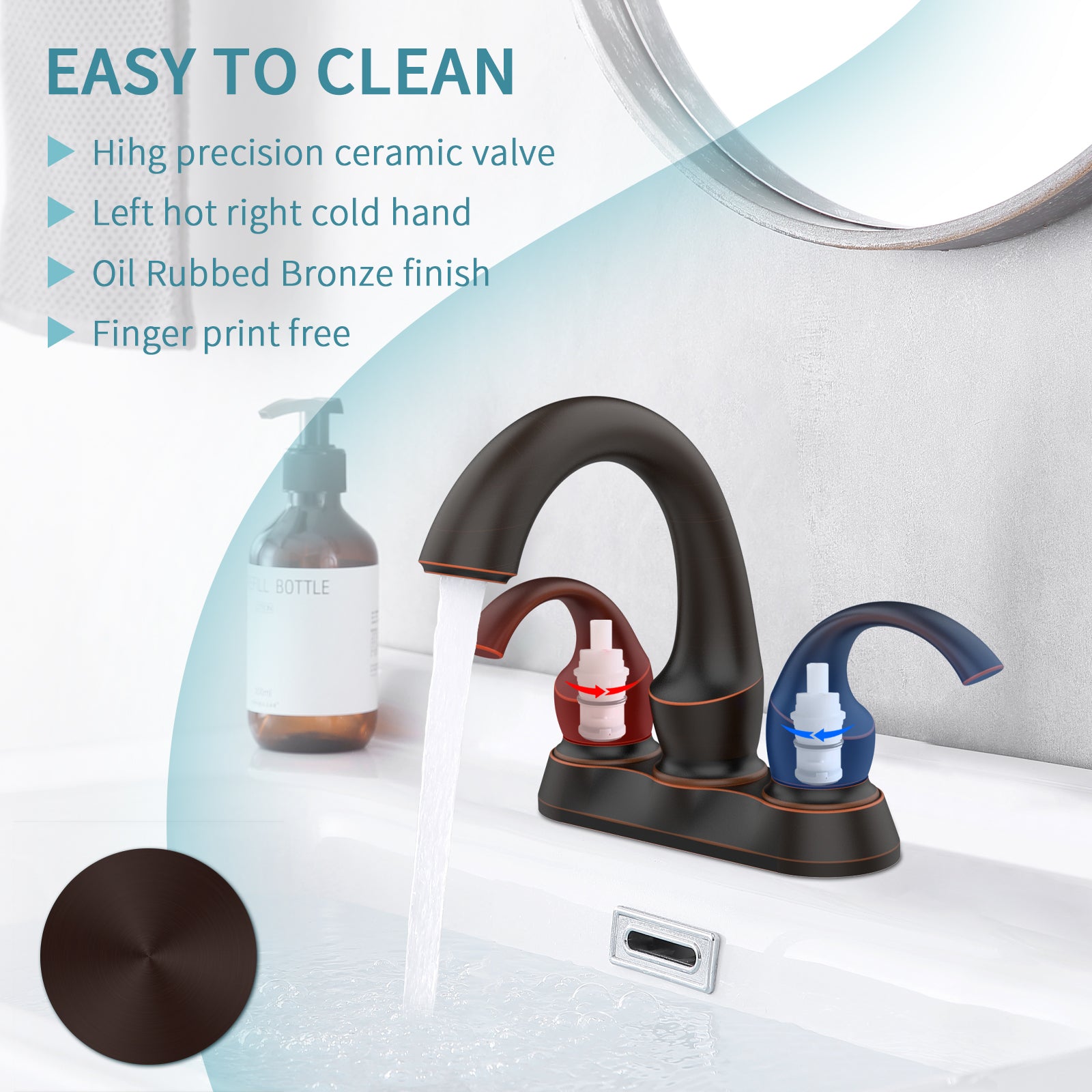 Oil-Rubbed Bronze 2-Handle Bathroom Faucet Set