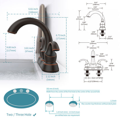 Oil-Rubbed Bronze 2-Handle Bathroom Faucet Set