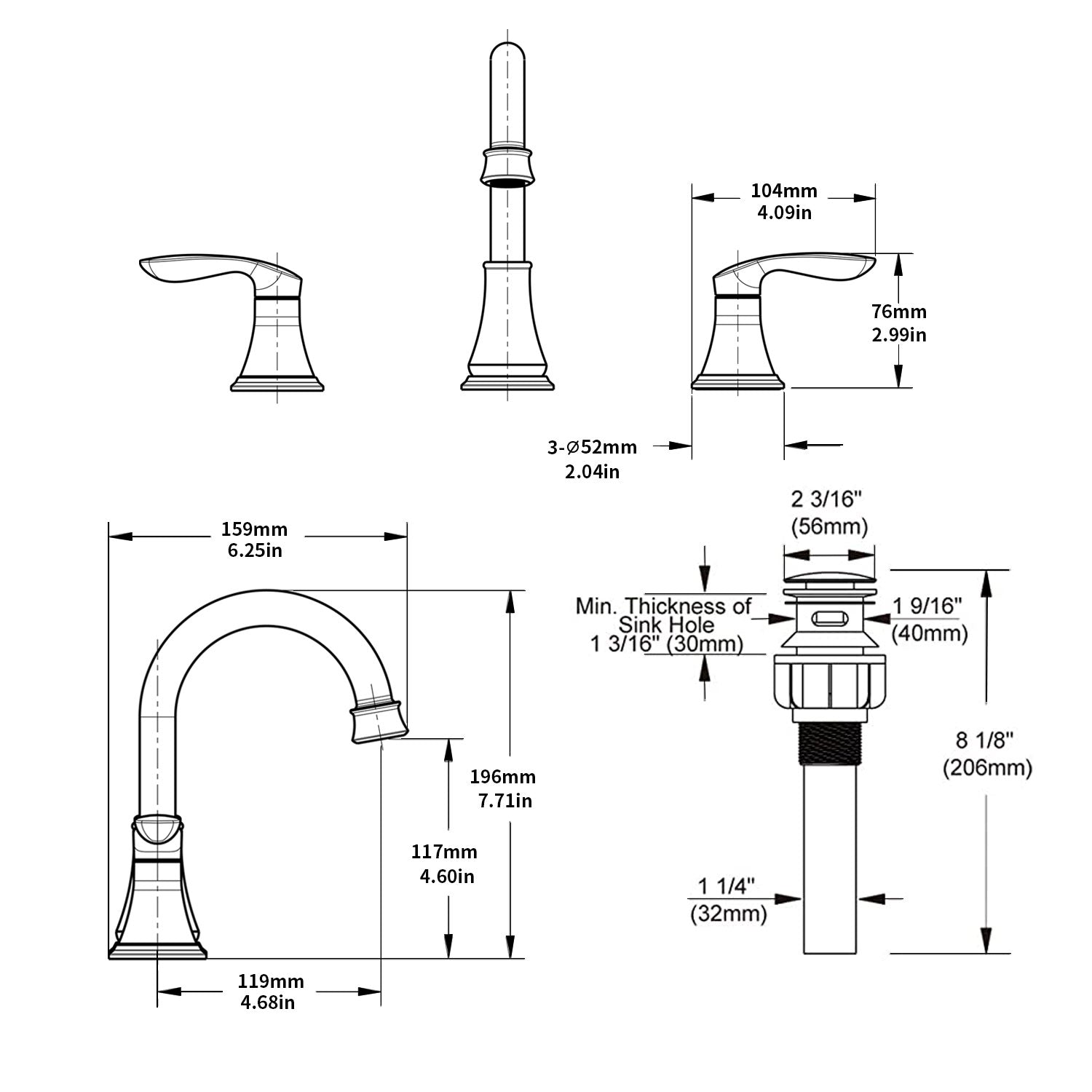 Oil-Rubbed Bronze 2-Handle Bathroom Faucet - 8 Inch Widespread