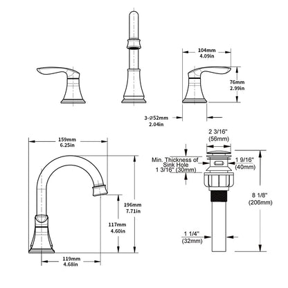 Oil-Rubbed Bronze 2-Handle Bathroom Faucet - 8 Inch Widespread
