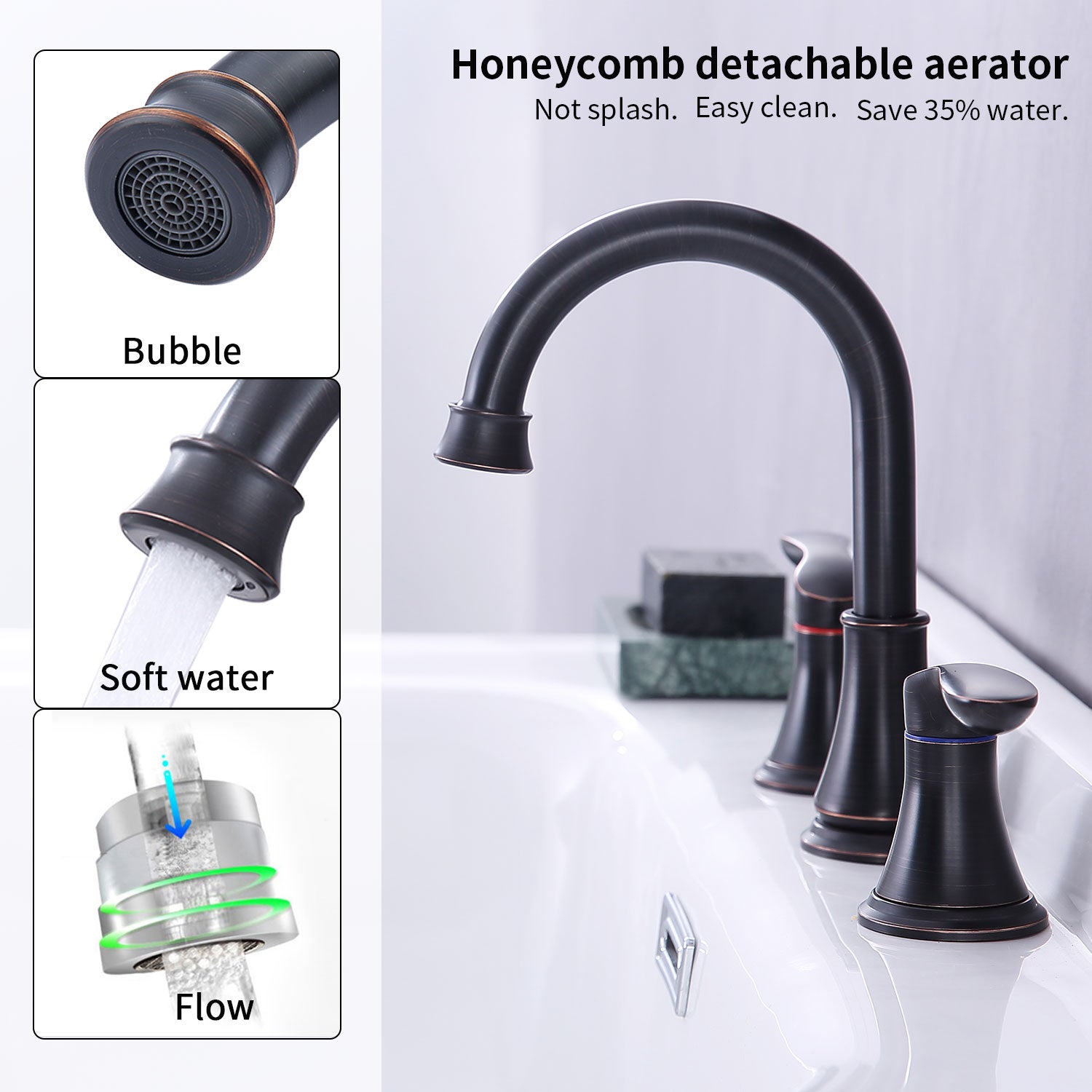 Oil-Rubbed Bronze 2-Handle Bathroom Faucet - 8 Inch Widespread
