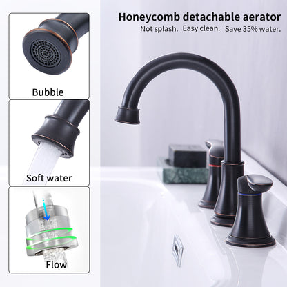 Oil-Rubbed Bronze 2-Handle Bathroom Faucet - 8 Inch Widespread