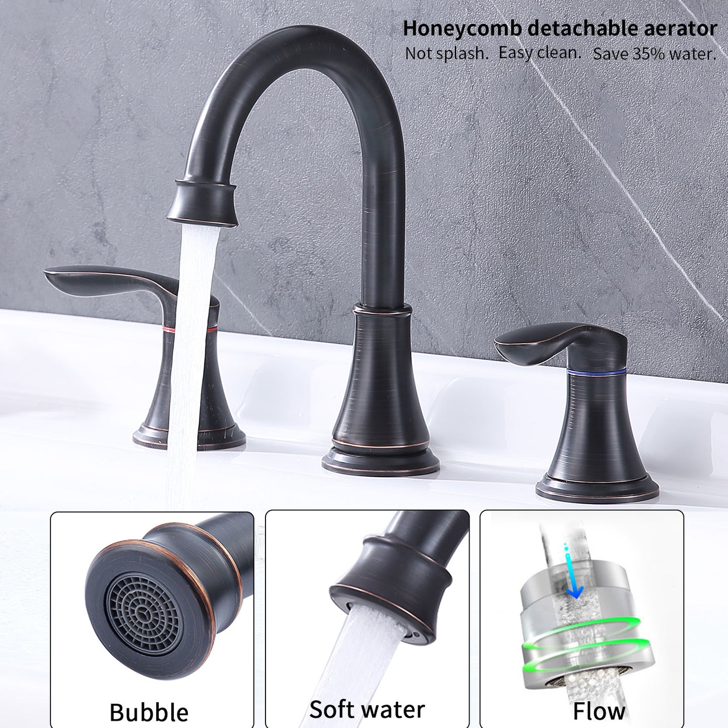 Oil-Rubbed Bronze 2-Handle Bathroom Faucet - 8 Inch Widespread