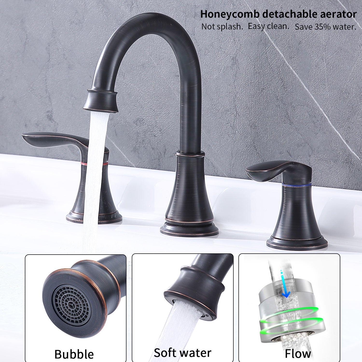 Oil-Rubbed Bronze 2-Handle Bathroom Faucet - 8 Inch Widespread