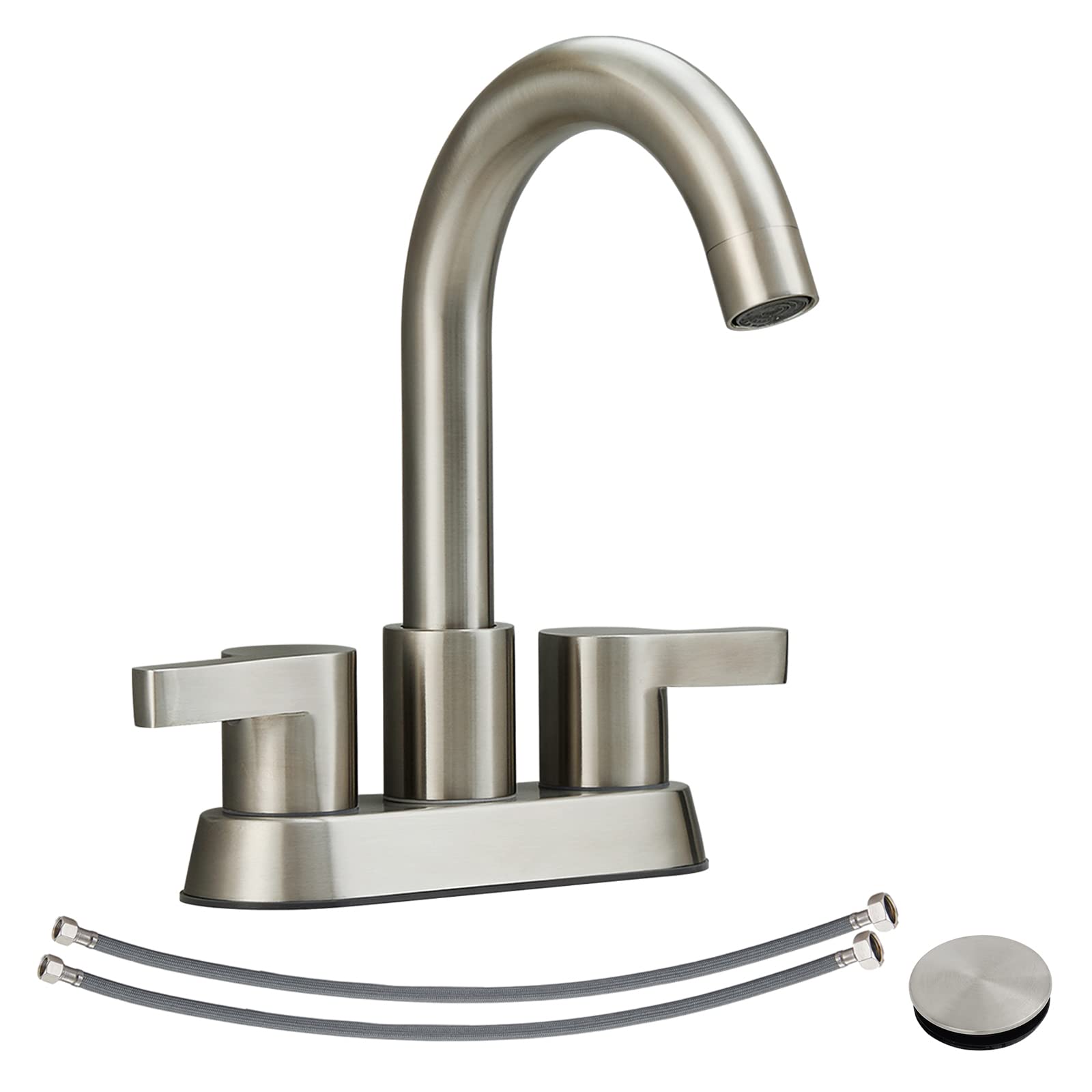 Brushed Nickel Bathroom Faucet 2 Handle Centerset - Sink Faucets