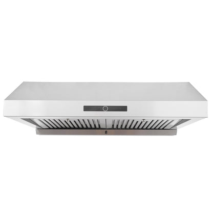 Under Cabinet Range Hood, Dual Motors Ductless Kitchen Stove Vent, Stainless Steel Permanent Filter with 3-Speed Exhaust Fan, 2 Baffle Filters, LED Lights, Touch Control Panel, Silver (30 inch)