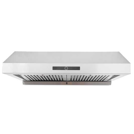 Under Cabinet Range Hood, Dual Motors Ductless Kitchen Stove Vent, Stainless Steel Permanent Filter with 3-Speed Exhaust Fan, 2 Baffle Filters, LED Lights, Touch Control Panel, Silver (30 inch)