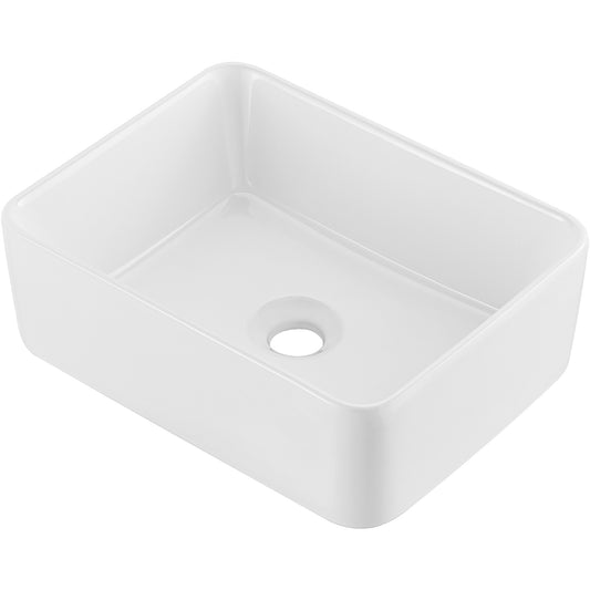 Modern Ceramic Vessel Sink 16" x 12" Bathroom Vanity Bowl Countertop White