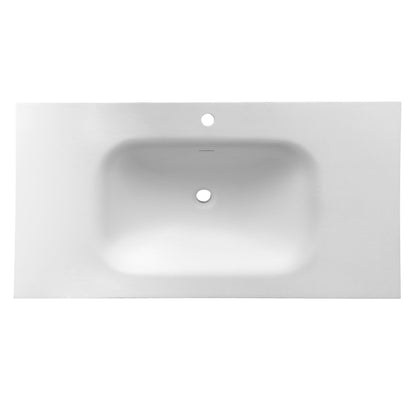 Stone Resin Bathroom Vanity - White Solid Surface