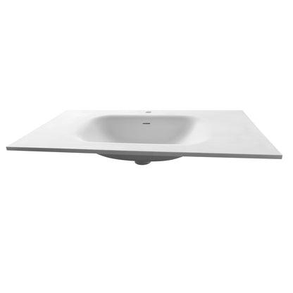 Stone Resin Bathroom Vanity - White Solid Surface