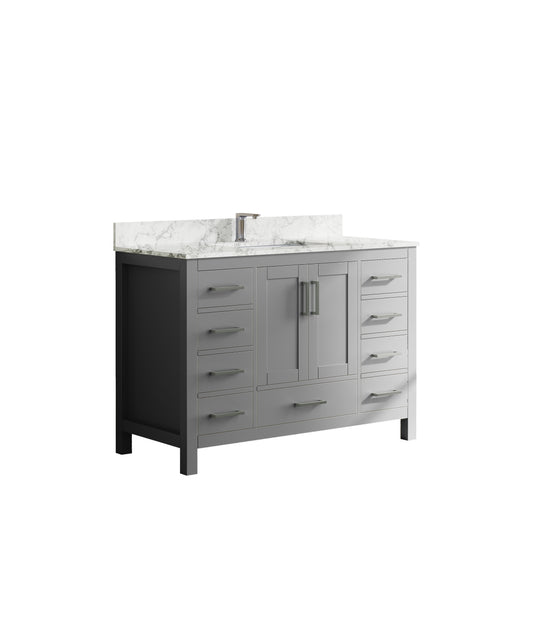 47" Bathroom Storage Vanity Cabinet with Sink & Faucet Hole, Bathroom Vanity with 2 Doors ＆ 9 Drawers(Gray)