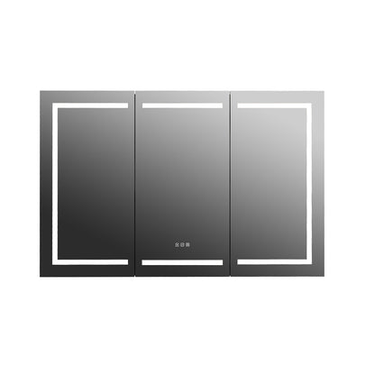 53 Inch Matte Black Medicine Cabinet with Mirror, with LED Light, Bathroom Wall Cabinet