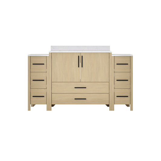 60"W×22"D×34"H Single Sink Bathroom Vanity Cabinet,Freestangding storage Vanity Cabinet with White Countertop